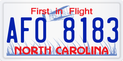 NC license plate AFO8183