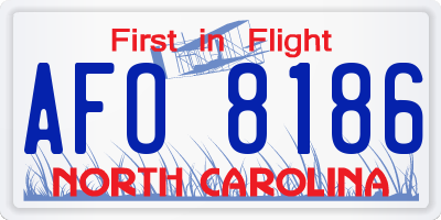 NC license plate AFO8186