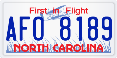 NC license plate AFO8189