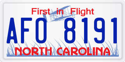 NC license plate AFO8191