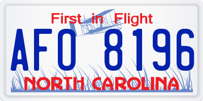 NC license plate AFO8196
