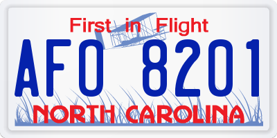 NC license plate AFO8201