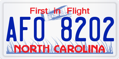 NC license plate AFO8202