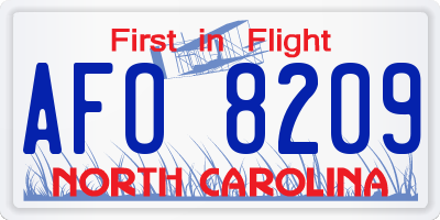 NC license plate AFO8209