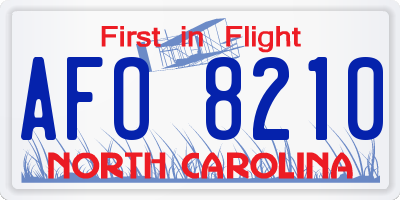 NC license plate AFO8210