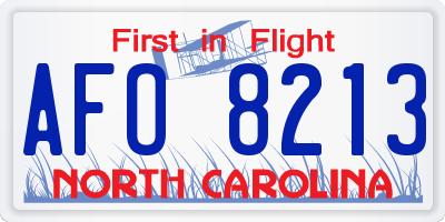 NC license plate AFO8213