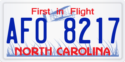 NC license plate AFO8217
