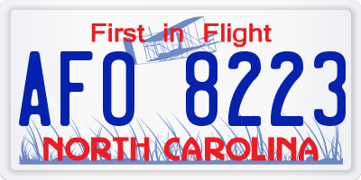 NC license plate AFO8223