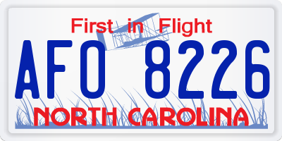 NC license plate AFO8226