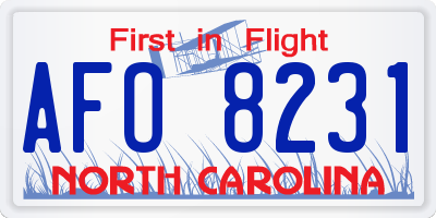 NC license plate AFO8231