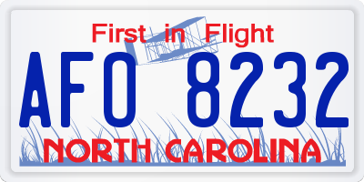 NC license plate AFO8232