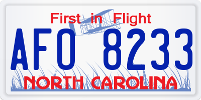 NC license plate AFO8233