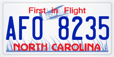 NC license plate AFO8235