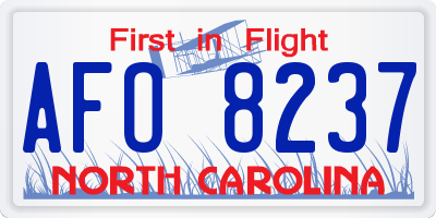 NC license plate AFO8237