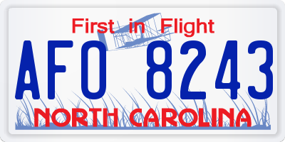 NC license plate AFO8243