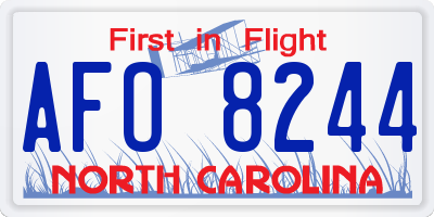 NC license plate AFO8244