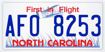 NC license plate AFO8253