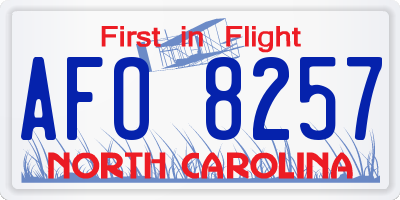 NC license plate AFO8257