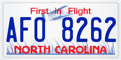 NC license plate AFO8262