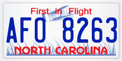 NC license plate AFO8263