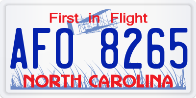NC license plate AFO8265