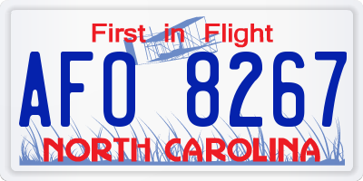 NC license plate AFO8267