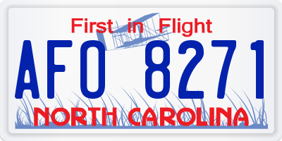 NC license plate AFO8271