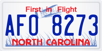 NC license plate AFO8273