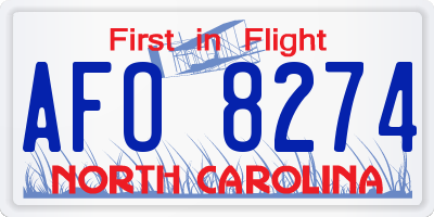 NC license plate AFO8274
