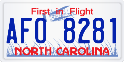 NC license plate AFO8281
