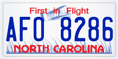NC license plate AFO8286