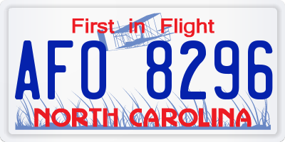 NC license plate AFO8296