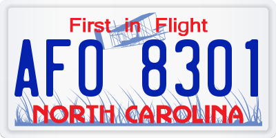NC license plate AFO8301