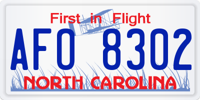 NC license plate AFO8302