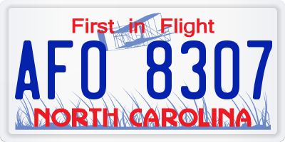 NC license plate AFO8307