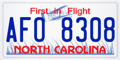NC license plate AFO8308