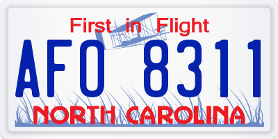 NC license plate AFO8311