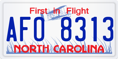 NC license plate AFO8313