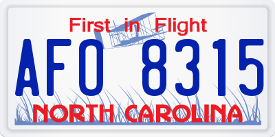 NC license plate AFO8315