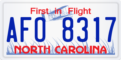NC license plate AFO8317