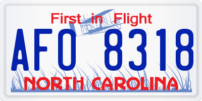 NC license plate AFO8318