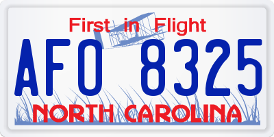 NC license plate AFO8325