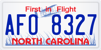 NC license plate AFO8327