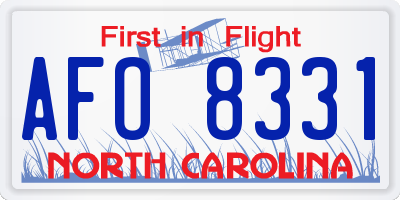 NC license plate AFO8331