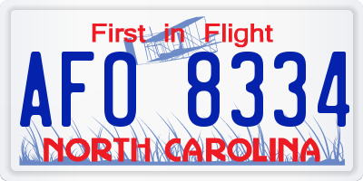 NC license plate AFO8334