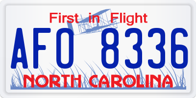 NC license plate AFO8336