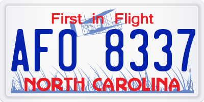 NC license plate AFO8337