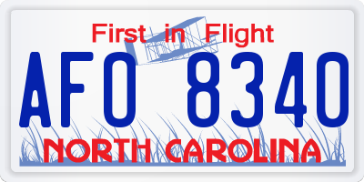 NC license plate AFO8340