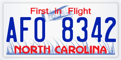 NC license plate AFO8342