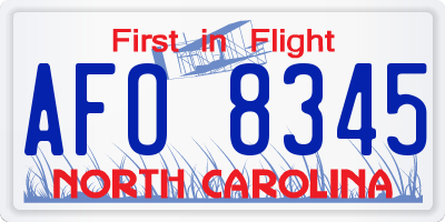 NC license plate AFO8345